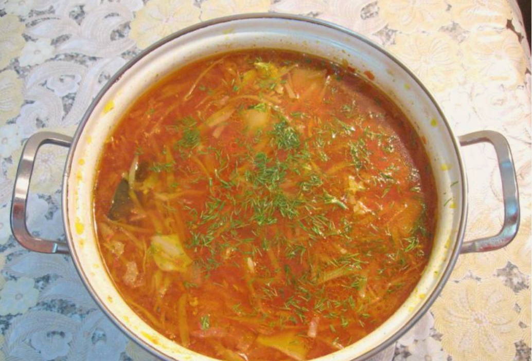 Борщ с копчёной курицей