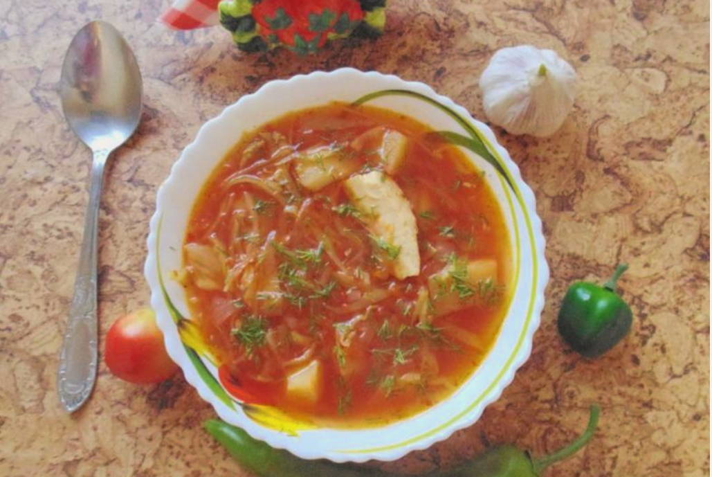 Борщ с копчёной курицей