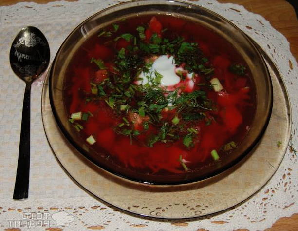 Борщ без капусты со свёклой и свининой