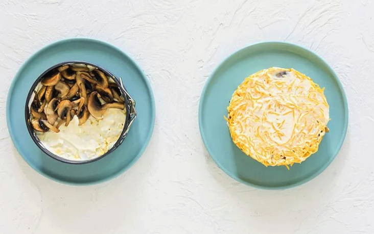 Салат с вареной курицей и шампиньонами