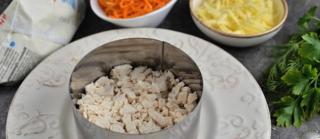 Салат «Мужские слезы» с курицей, грибами и морковью по-корейски Салат «Мужские слезы» с курицей, грибами и морковью по-корейски