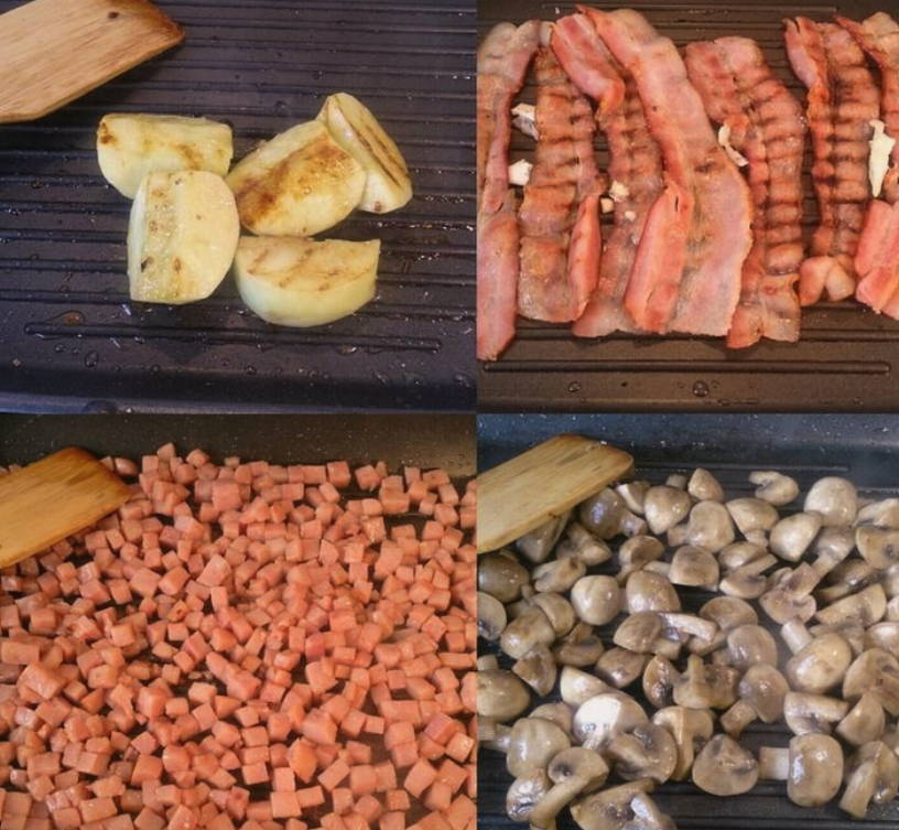 Салат с ветчиной, грибами и маринованными огурцами