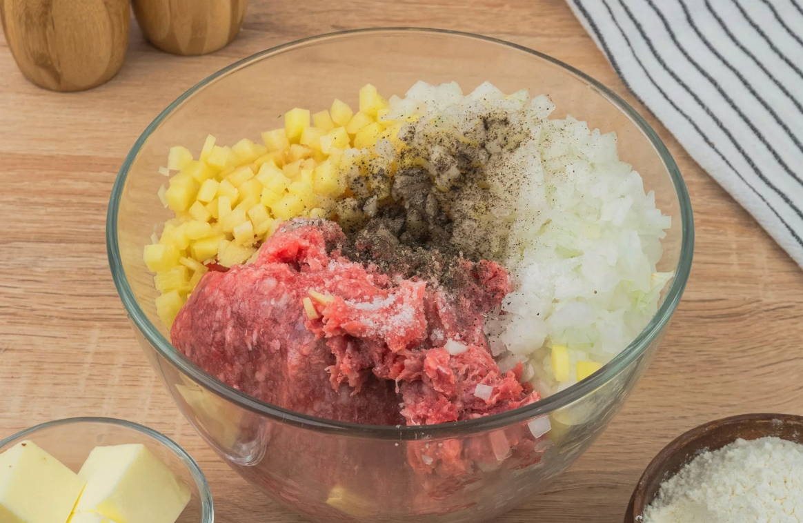 Классический эчпочмак по-татарски с мясом и картошкой в духовке