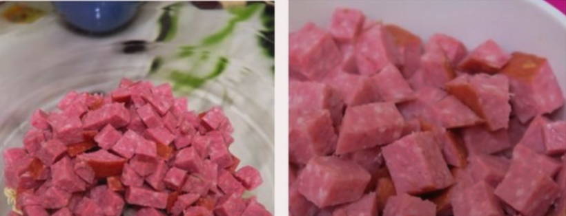 Салат с Роллтоном и колбасой